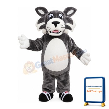 Furry Grey Wolf Mascot Costume