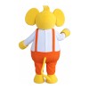 Yellow & White Elephant With Orange Rompers Mascot Costume