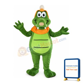 Happy Smiling Crocodile With Orange Hat Mascot Costume