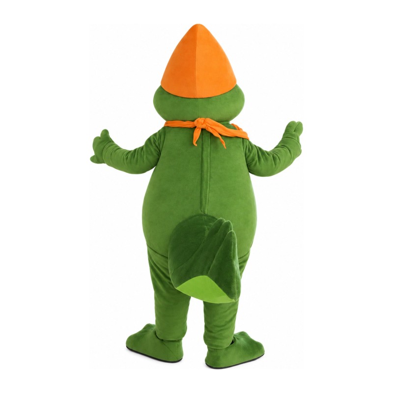Happy Smiling Crocodile With Orange Hat Mascot Costume
