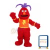 Clownish Red Monster With Purple Hair Mascot Costume