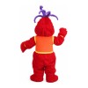 Clownish Red Monster With Purple Hair Mascot Costume