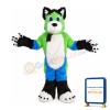 Long Fur Green & White & Blue Dog Mascot Costume