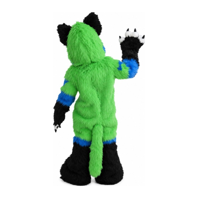 Long Fur Green & White & Blue Dog Mascot Costume
