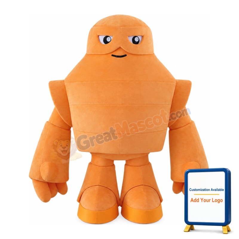 Funny Cartoon Orange Fixed Robot Mascot Costume