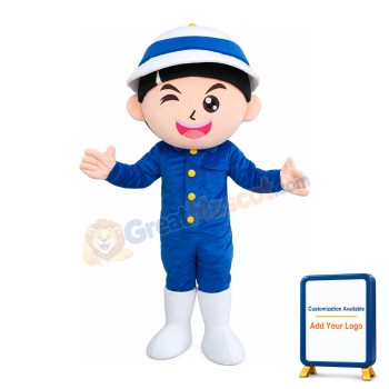 Lovely Boy Administrator With Rompers Mascot Costume