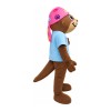 Smiling Seal With Blue Shirt And Pink Scarf Mascot Costume