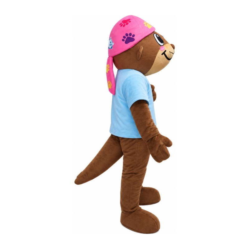 Smiling Seal With Blue Shirt And Pink Scarf Mascot Costume