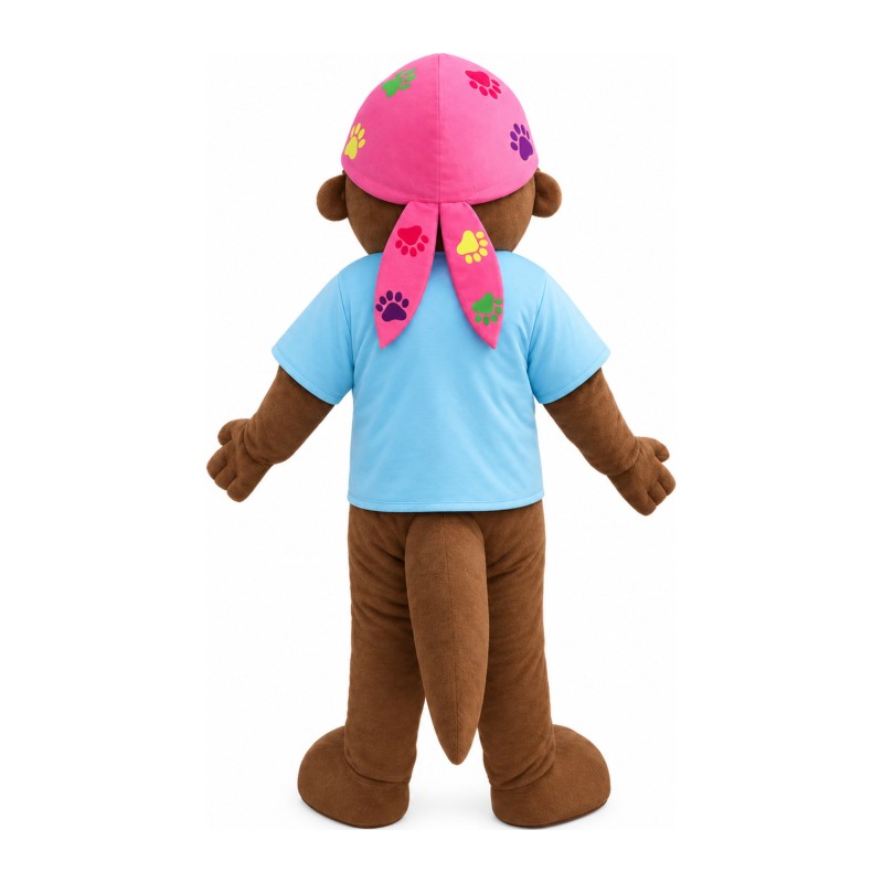 Smiling Seal With Blue Shirt And Pink Scarf Mascot Costume