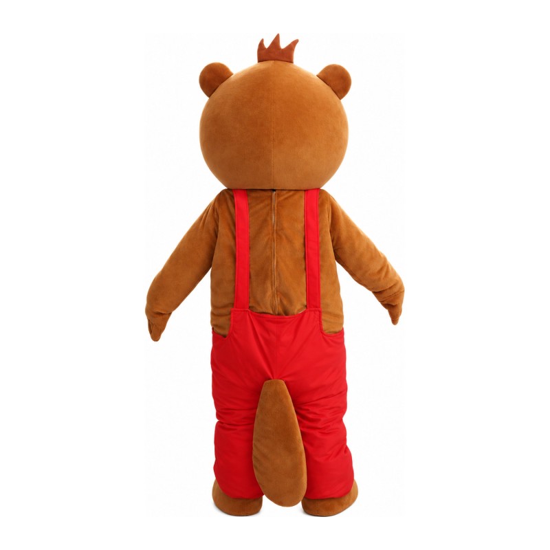Cartoon Brown Beaver With Red Rompers Mascot Costume