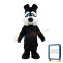 Unisex Furry Black & White Dog Mascot Costume
