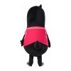 Lively Black Bird With Rose Red Vest Mascot Costume