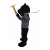 Cool Black Bear With Striped Shirt Mascot Costume