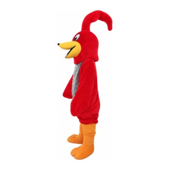 Happy Smiling Grey & Red Bird Mascot Costume