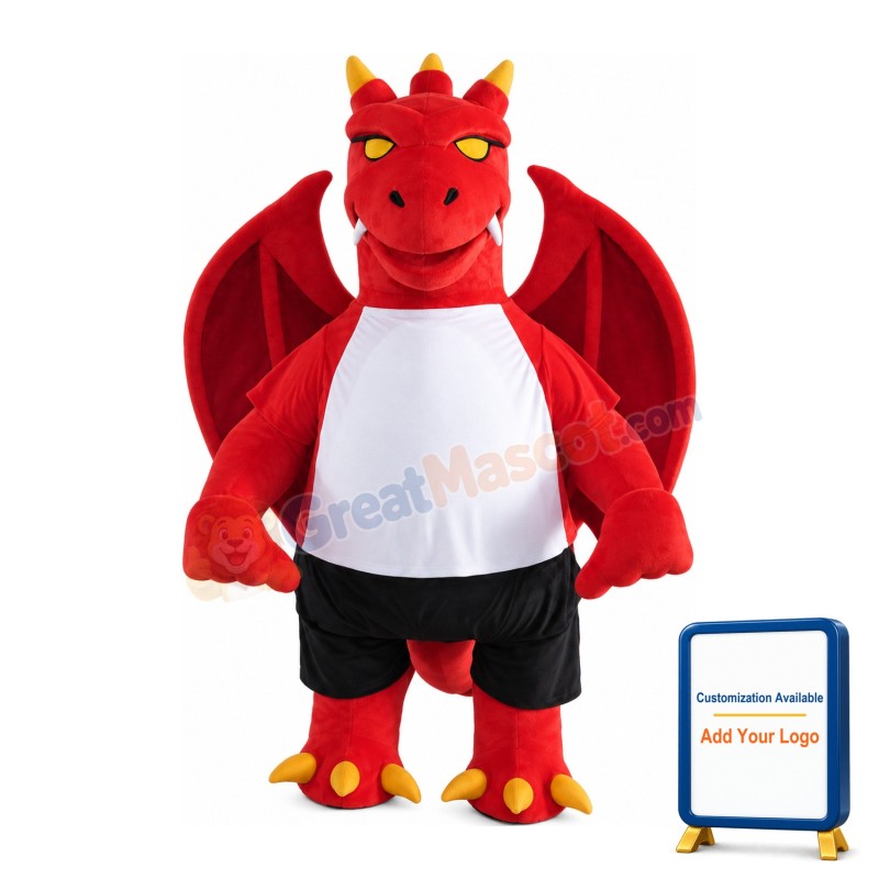 New Version Ferocious Red Dragon Mascot Costume