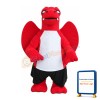 Evil Cartoon Red Dragon With Wings Mascot Costume