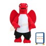 Evil Cartoon Red Dragon With Wings Mascot Costume
