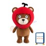 Lovely Brown Bear With Red Apple Headgear Mascot Costume
