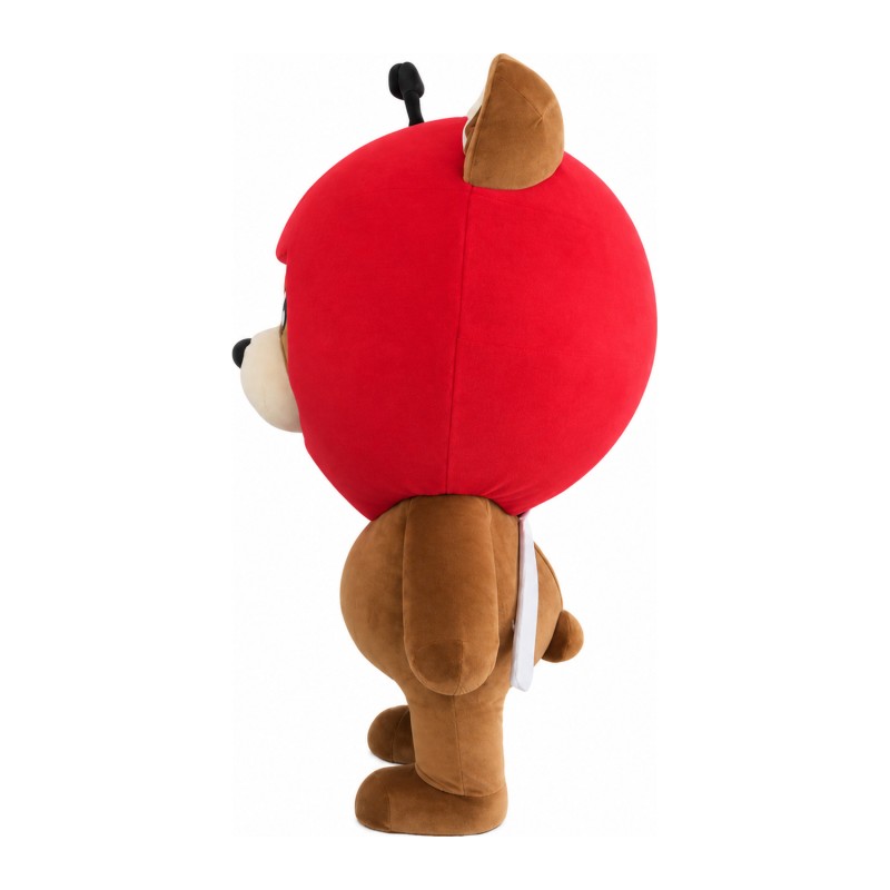 Lovely Brown Bear With Red Apple Headgear Mascot Costume