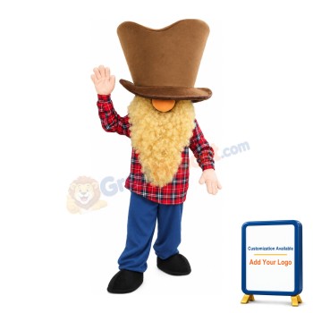 Funny Bearded Man With Plaid Shirt Mascot Costume