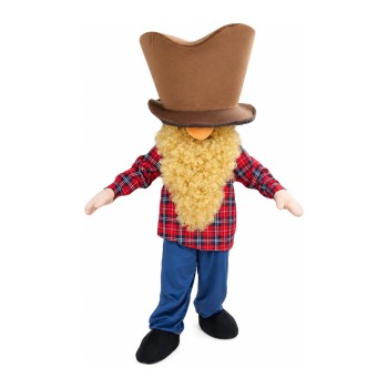 Funny Bearded Man With Plaid Shirt Mascot Costume