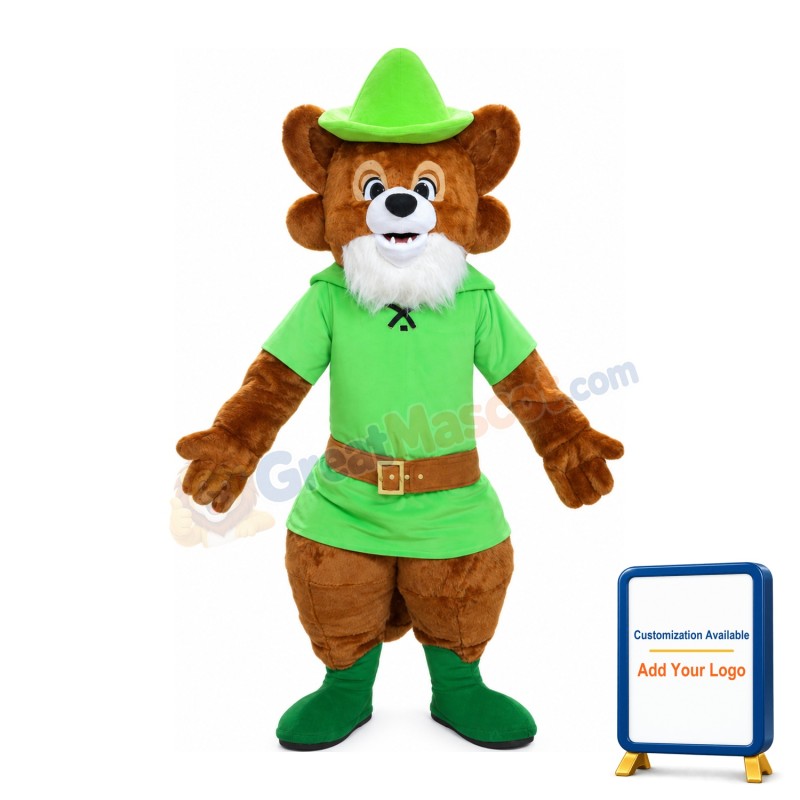 Adult Honest Raccoon With Green Shirt And Hat Mascot Costume