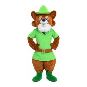 Adult Honest Raccoon With Green Shirt And Hat Mascot Costume