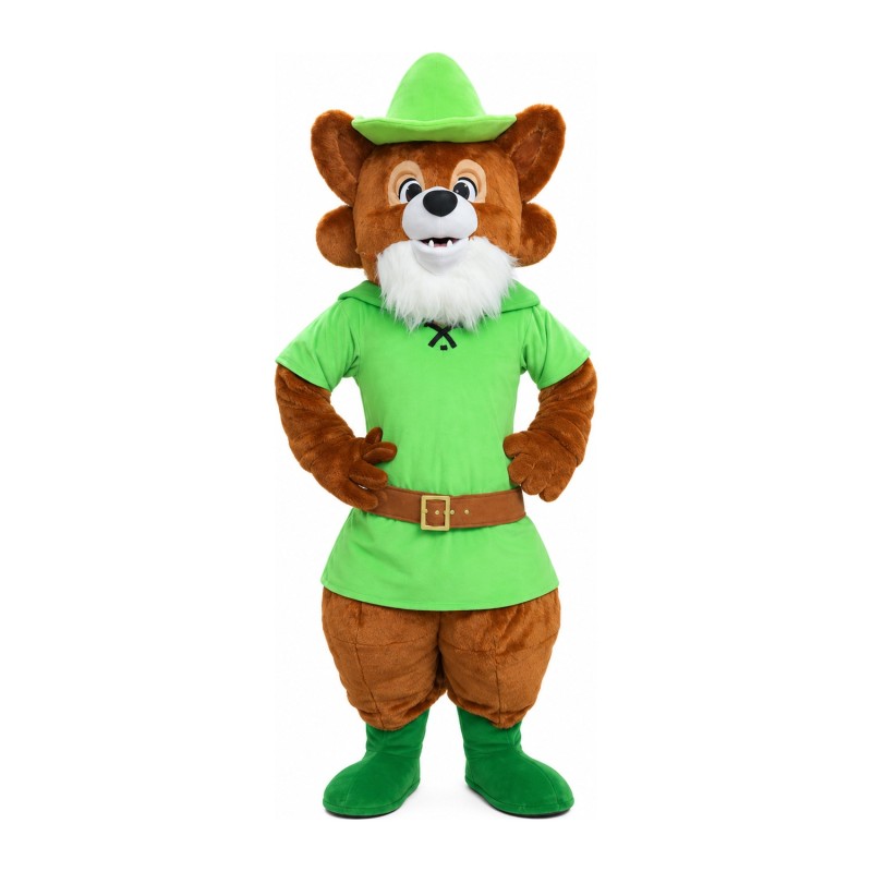 Adult Honest Raccoon With Green Shirt And Hat Mascot Costume