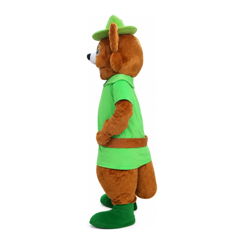 Adult Honest Raccoon With Green Shirt And Hat Mascot Costume