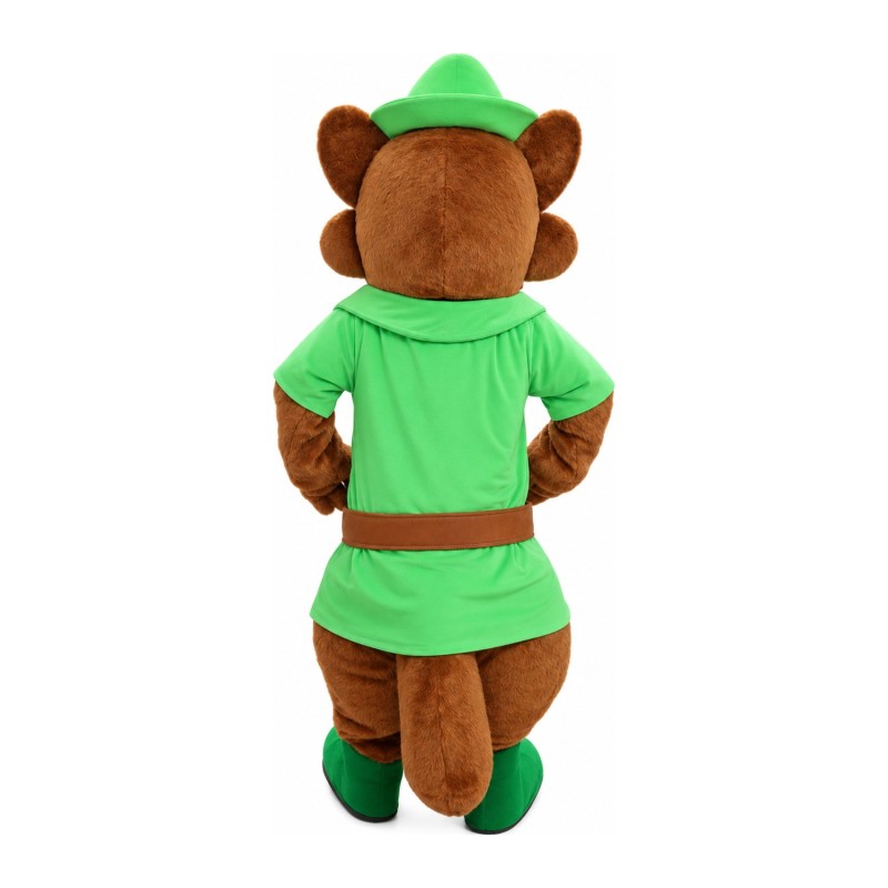 Adult Honest Raccoon With Green Shirt And Hat Mascot Costume