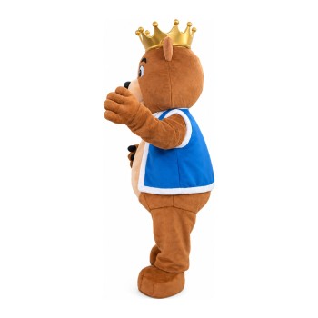 Furry Brown Crown Bear With Blue Maga Mascot Costume