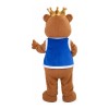 Furry Brown Crown Bear With Blue Maga Mascot Costume
