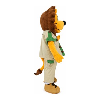 Cartoon Orange Lion With Casual Outfit Mascot Costume