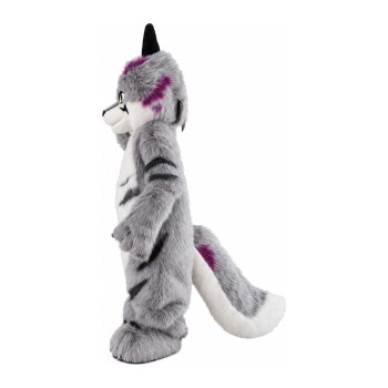 Interesting Long Fur Grey Dog Mascot Costume