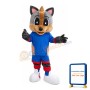 Cute Grey Fox With Blue Set Mascot Costume
