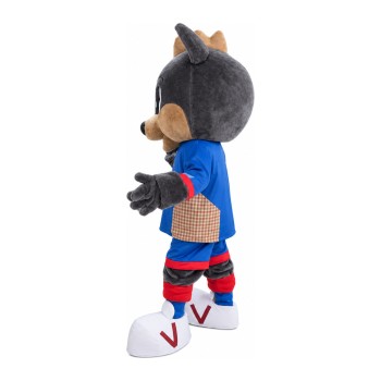 Cute Grey Fox With Blue Set Mascot Costume