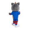 Cute Grey Fox With Blue Set Mascot Costume