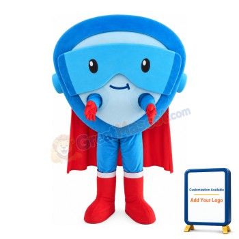 Special Triangle Blue Robot With Cloak Mascot Costume