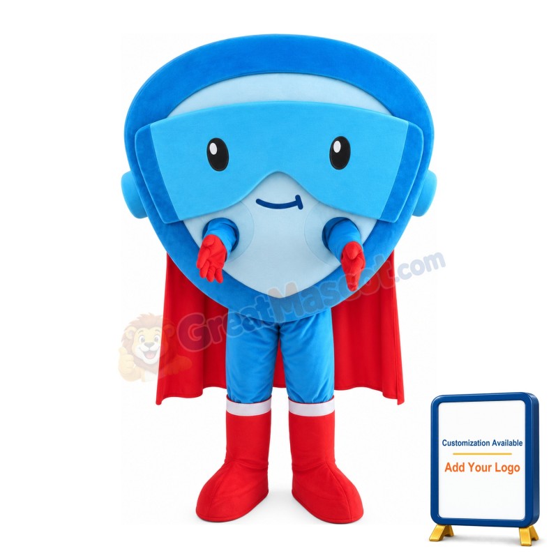 Special Triangle Blue Robot With Cloak Mascot Costume