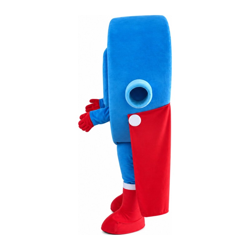 Special Triangle Blue Robot With Cloak Mascot Costume