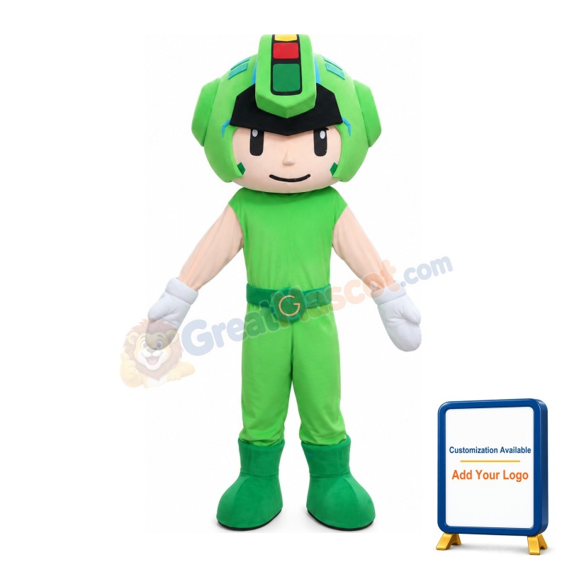 Basic Cool Green Robot Mascot Costume