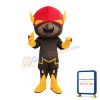 Brown Muscle Puppet With Red Headgear Mascot Costume