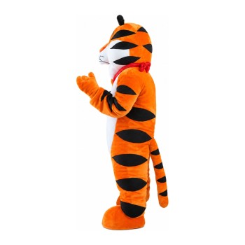 Cute Cartoon Tiger With Red Square Towel Mascot Costume