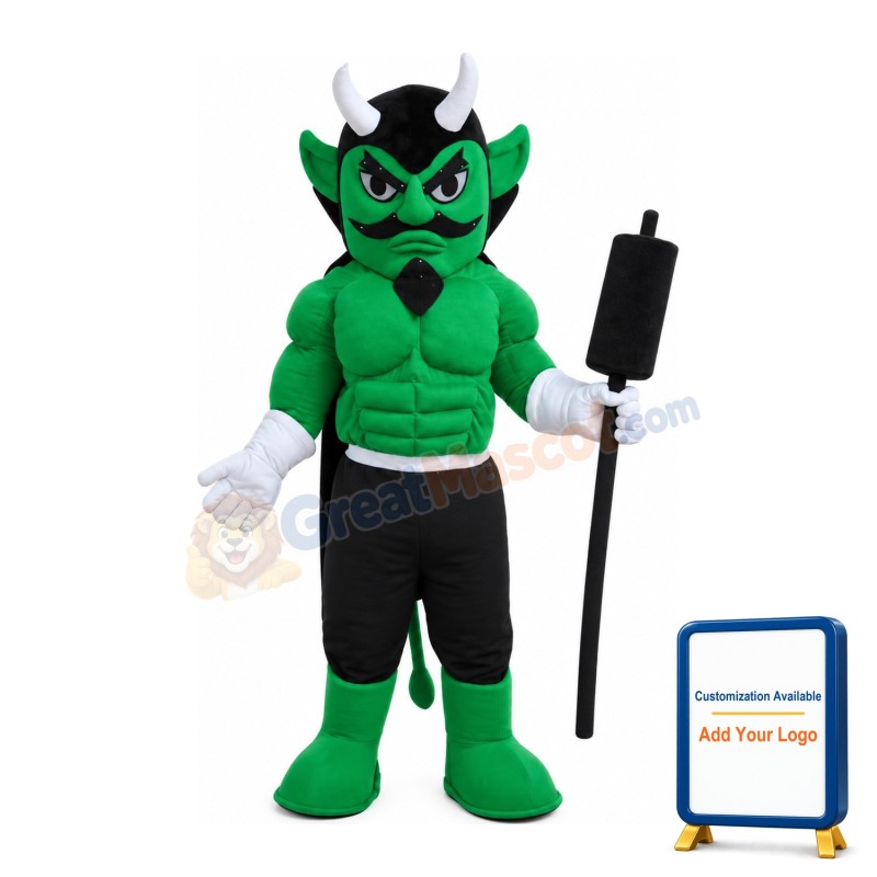 Green Muscle Hunter With Black Cloak Mascot Costume