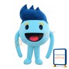 Sky Blue Round Doll With Dark Blue Hair Mascot Costume
