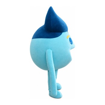 Sky Blue Round Doll With Dark Blue Hair Mascot Costume