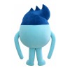 Sky Blue Round Doll With Dark Blue Hair Mascot Costume