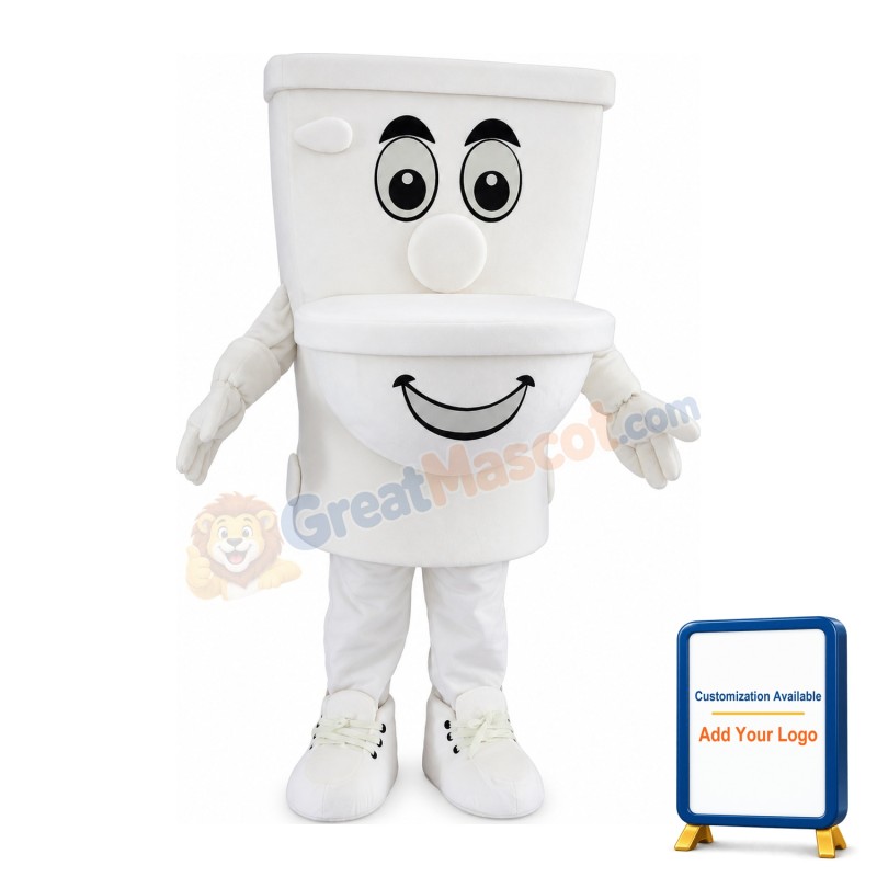 Cartoon White Toilet Mascot Costume