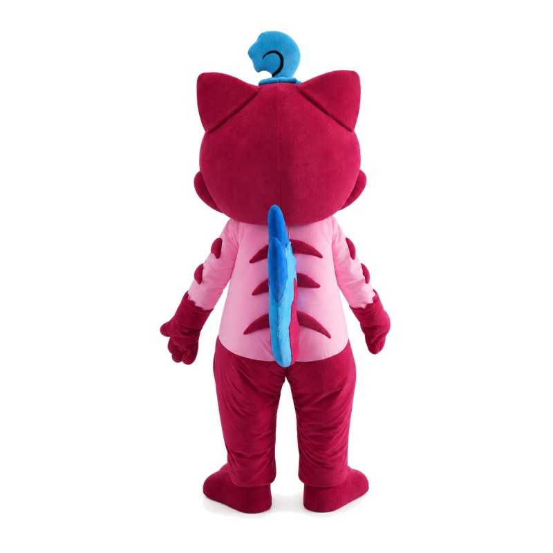 Lovely Smiling Fuchsia Cat Mascot Costume