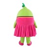 Green Lemon Girl With Pink Dress Mascot Costume